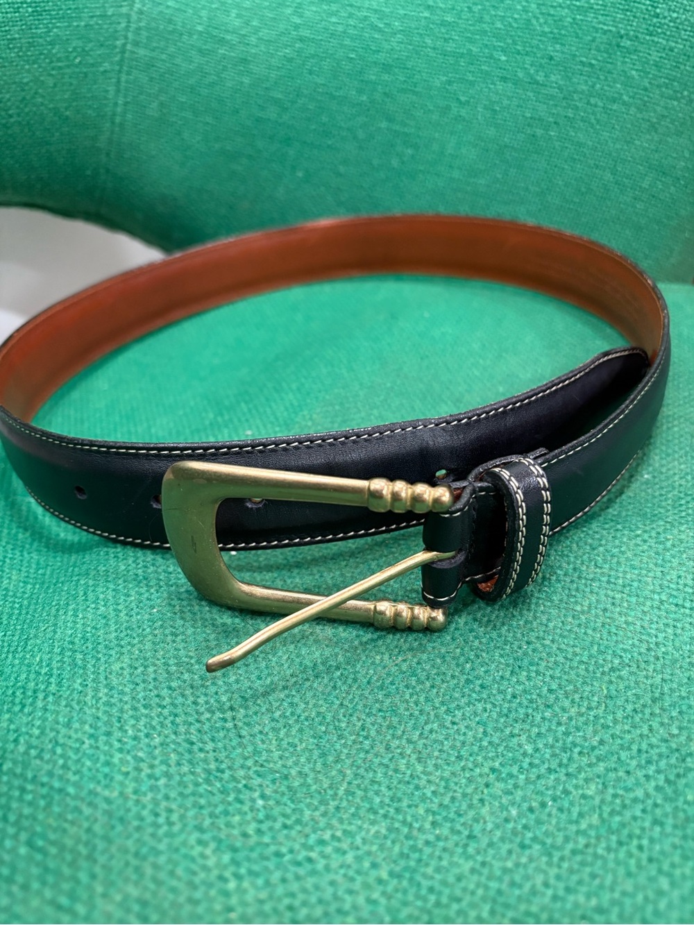 Coach Black Leather Belt with Brass-Tone Buckle